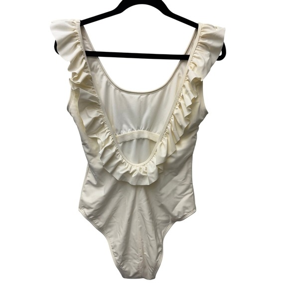 Sugar Coast by Lolli Ruffle One Piece Swimsuit Ivory White Size M - Picture 3 of 9